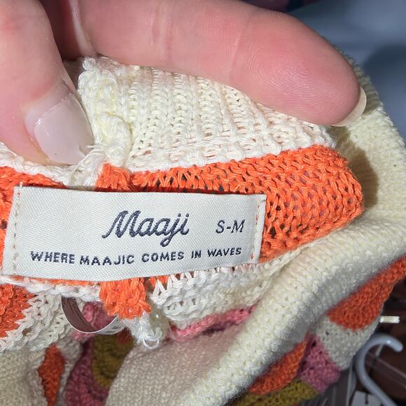 Maaji Paradiso Waves Calliope Pants Crochet Knit Thick Horizontal Stripe S/M NEW - Picture 5 of 9